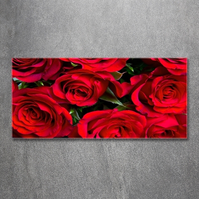 Cuadro de cristal templado moderno horizontal rosas rojas