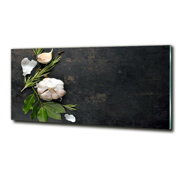 Cuadro decorativo de vidrio para salón horizontal Ajo