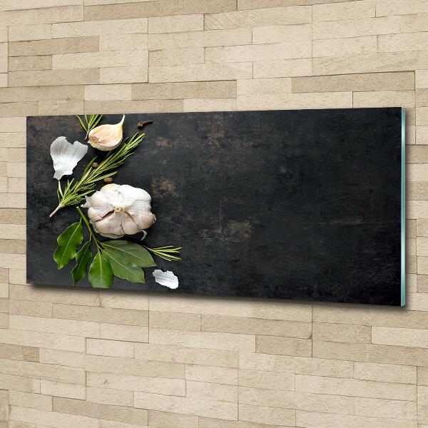 Cuadro decorativo de vidrio para salón horizontal Ajo