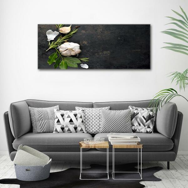 Cuadro decorativo de vidrio para salón horizontal Ajo