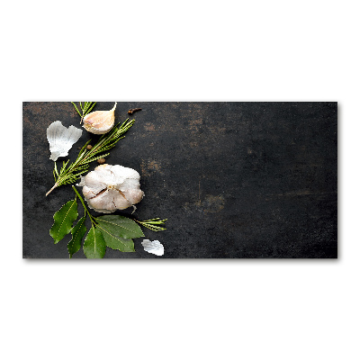 Cuadro decorativo de vidrio para salón horizontal Ajo