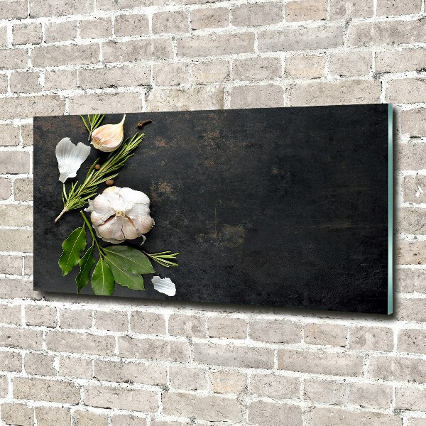 Cuadro decorativo de vidrio para salón horizontal Ajo