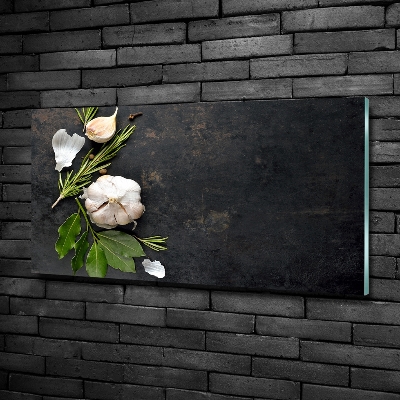 Cuadro decorativo de vidrio para salón horizontal Ajo