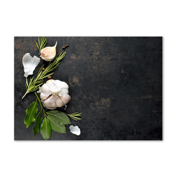 Cuadro decorativo de vidrio para salón horizontal Ajo