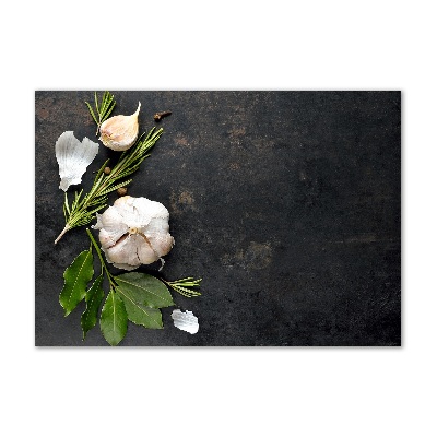 Cuadro decorativo de vidrio para salón horizontal Ajo