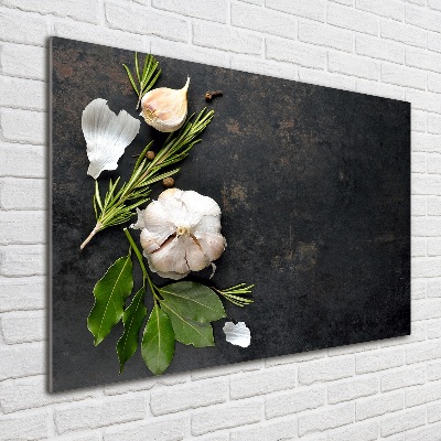 Cuadro decorativo de vidrio para salón horizontal Ajo