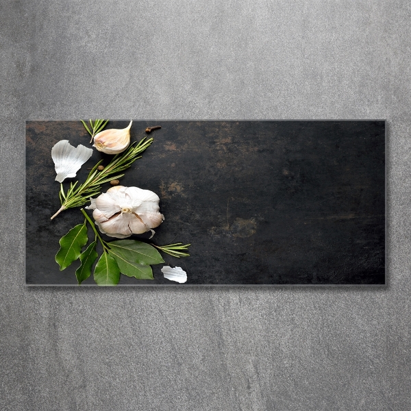 Cuadro decorativo de vidrio para salón horizontal Ajo