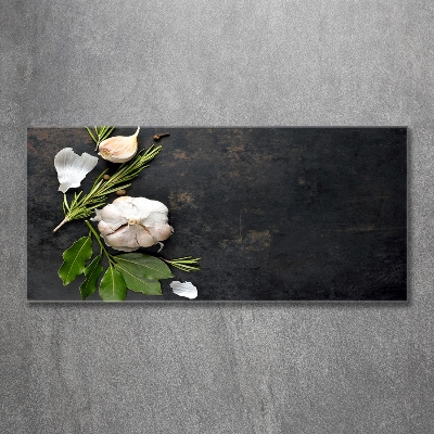 Cuadro decorativo de vidrio para salón horizontal Ajo