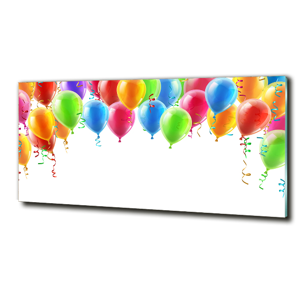Cuadro decorativo de vidrio para salón horizontal Globos de colores