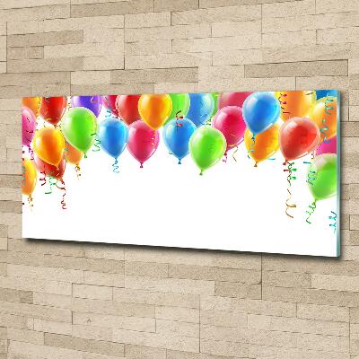 Cuadro decorativo de vidrio para salón horizontal Globos de colores