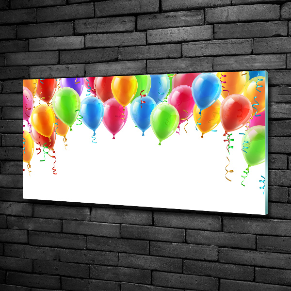Cuadro decorativo de vidrio para salón horizontal Globos de colores