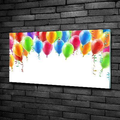 Cuadro decorativo de vidrio para salón horizontal Globos de colores