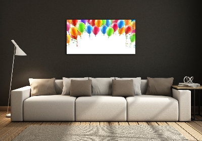 Cuadro decorativo de vidrio para salón horizontal Globos de colores