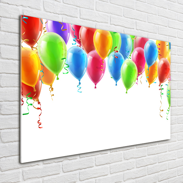 Cuadro decorativo de vidrio para salón horizontal Globos de colores