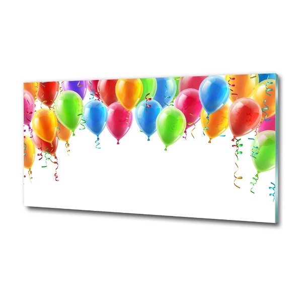 Cuadro decorativo de vidrio para salón horizontal Globos de colores