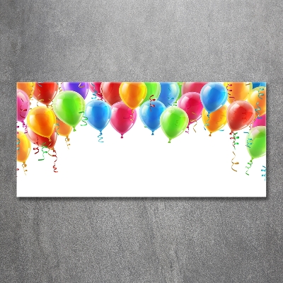 Cuadro decorativo de vidrio para salón horizontal Globos de colores
