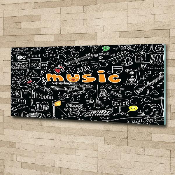 Impresión en cristal con acabado brillante horizontal Símbolos musicales
