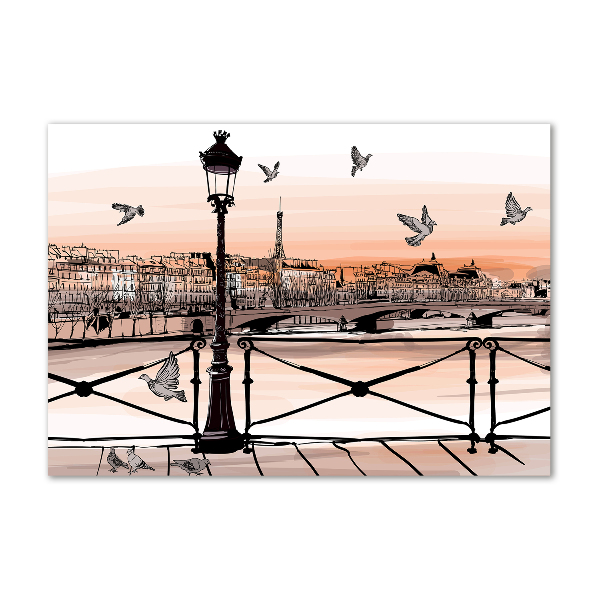 Impresión en cristal con acabado brillante horizontal Crepúsculo en París