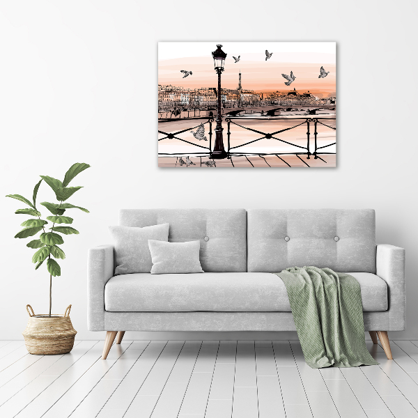 Impresión en cristal con acabado brillante horizontal Crepúsculo en París