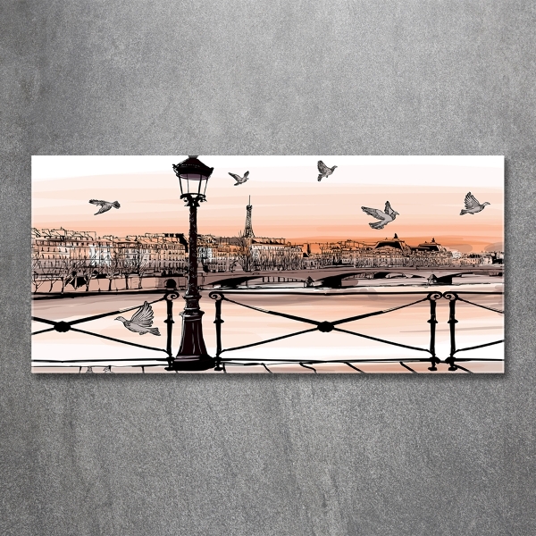 Impresión en cristal con acabado brillante horizontal Crepúsculo en París