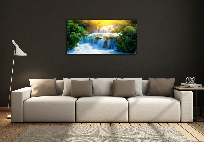 Cuadro decorativo de vidrio para salón horizontal Cascada de Krka