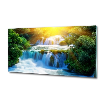 Cuadro decorativo de vidrio para salón horizontal Cascada de Krka