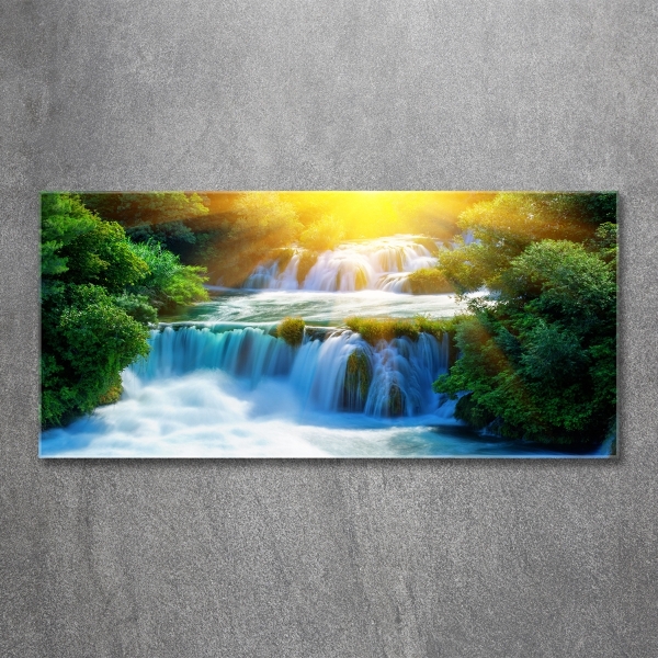 Cuadro decorativo de vidrio para salón horizontal Cascada de Krka