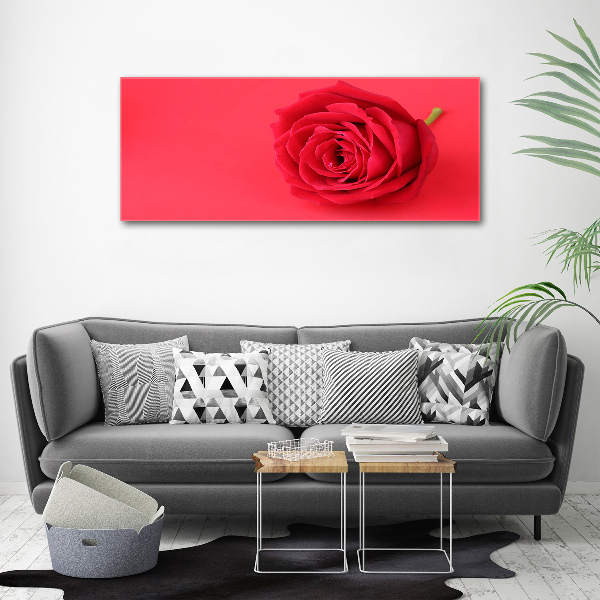 Impresión en cristal con acabado brillante horizontal Rosa roja