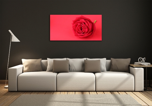 Impresión en cristal con acabado brillante horizontal Rosa roja