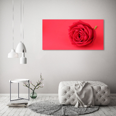 Impresión en cristal con acabado brillante horizontal Rosa roja