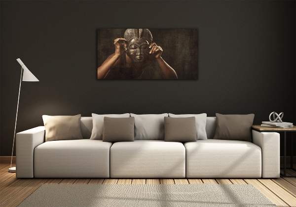 Cuadro decorativo de vidrio para salón horizontal Máscara africana