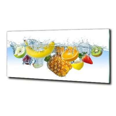 Cuadro de cristal templado moderno horizontal Frutas bajo el agua