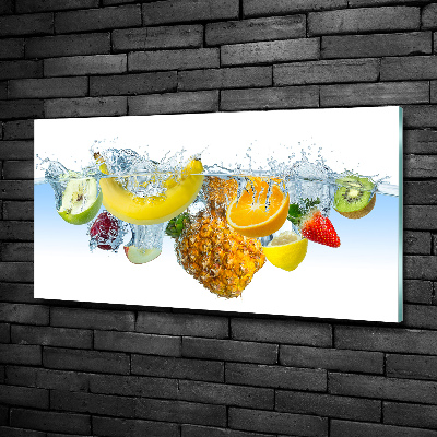 Cuadro de cristal templado moderno horizontal Frutas bajo el agua