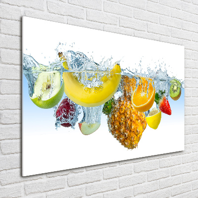 Cuadro de cristal templado moderno horizontal Frutas bajo el agua