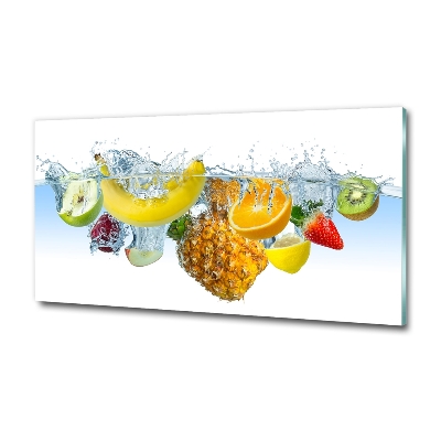 Cuadro de cristal templado moderno horizontal Frutas bajo el agua