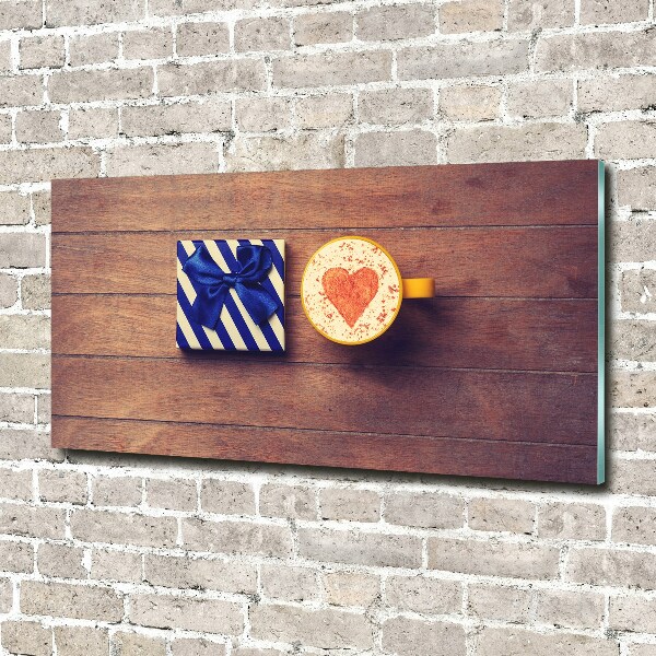 Impresión en cristal con acabado brillante horizontal Café y un regalo