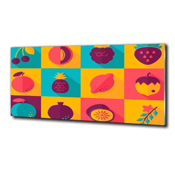 Cuadro de cristal templado moderno horizontal Iconos de frutas