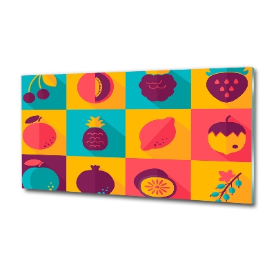 Cuadro de cristal templado moderno horizontal Iconos de frutas
