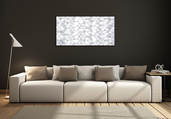 Cuadro de cristal templado moderno horizontal Triángulos grises