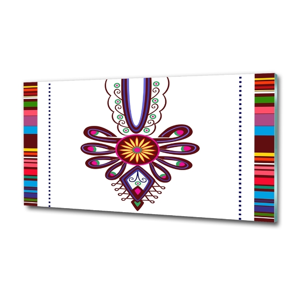 Cuadro decorativo de vidrio para salón horizontal Patrón popular polaco