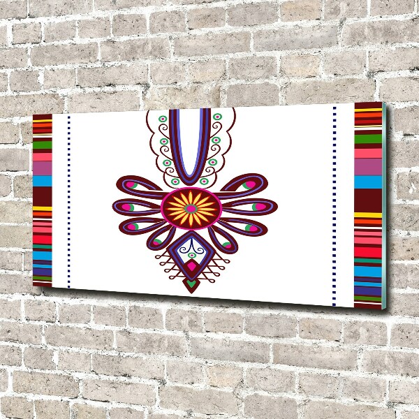 Cuadro decorativo de vidrio para salón horizontal Patrón popular polaco