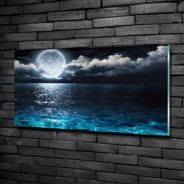 Cuadro de cristal templado moderno horizontal Luna llena