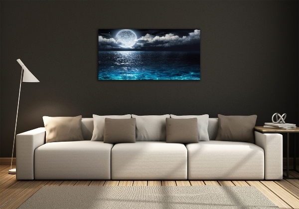 Cuadro de cristal templado moderno horizontal Luna llena