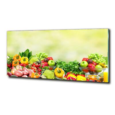 Cuadro de cristal templado moderno horizontal Frutas y verduras