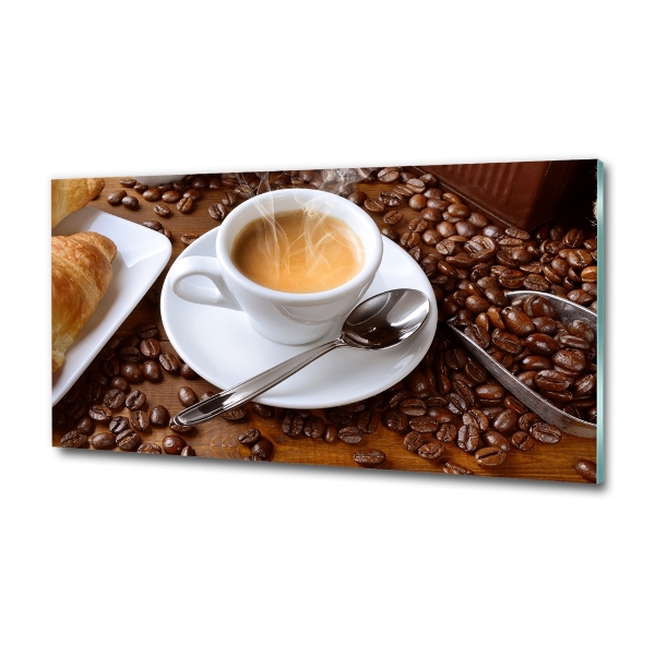 Cuadro decorativo de vidrio para salón horizontal Café aromático