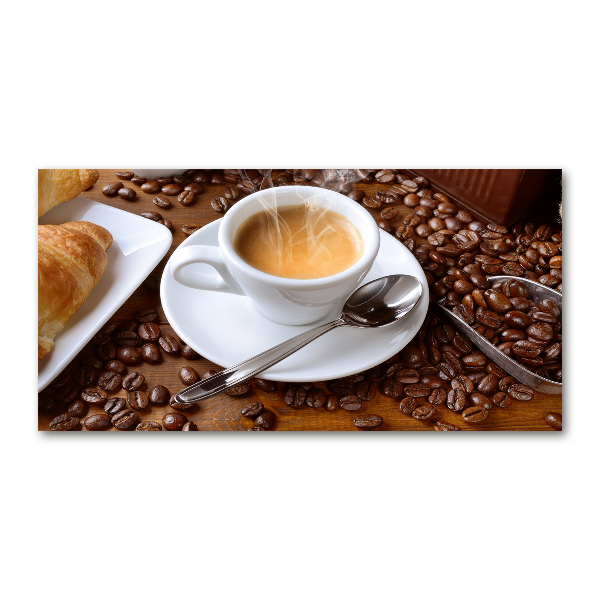 Cuadro decorativo de vidrio para salón horizontal Café aromático