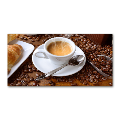 Cuadro decorativo de vidrio para salón horizontal Café aromático