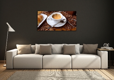 Cuadro decorativo de vidrio para salón horizontal Café aromático