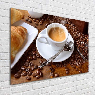 Cuadro decorativo de vidrio para salón horizontal Café aromático