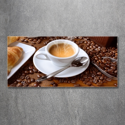 Cuadro decorativo de vidrio para salón horizontal Café aromático